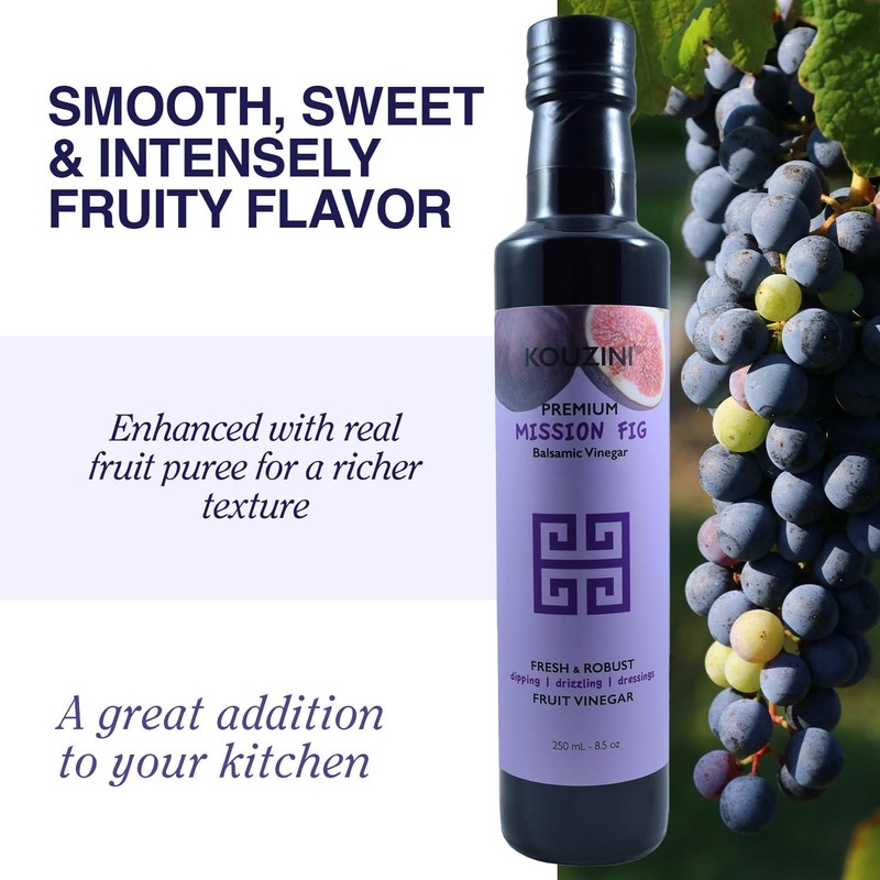 Kouzini Ultra Premium Mission Fig Fruit Balsamic Vinegar, Aged Balsamic