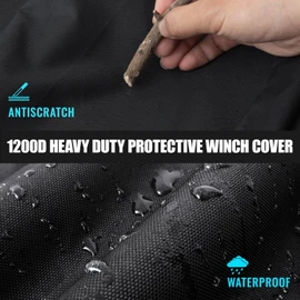 Winch Cover, Newly Upgraded Heavy-Duty Waterproof 1200D Oxford Fabric Cover for 8500-12500 lbs Electric Winches, Dust-proof, Anti-UV, Durable,USA(22"x10.5"x8.1")