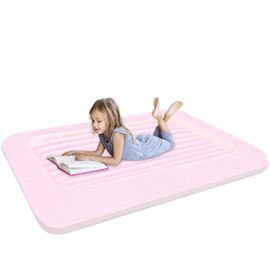 EQURROY Air Mattress for Kids：Portable Fast Kid air Mattress, Surface with Plush Smooth Comfortable Ideal for Living Room, Room and Outdoor Camping use（Pink）