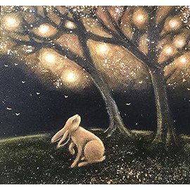 The Magic Tree Greetings Card from The Artist Hannah Willow, Hare Gazing up at a Tree of Lights, Birthday Card Art Card