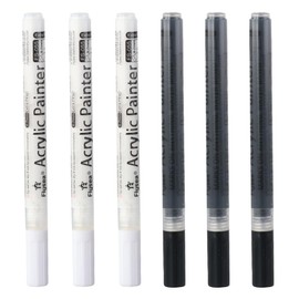diyhub 6PCS Acrylic Paint Pens White and Black Paint Pen Extra Fine 0.7MM for Arts and Crafts DIY,Painting,Ceramic,Stones