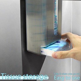 Pocket Tissue Box with 14Pack Pocket Tissues, Wall Mount Mini Packet Tissue Hanging Box for Entrance and Door, Refillable Pocket Napkin Storage Rack Poecket Tissue Holder 12.8"x4"x3.4"