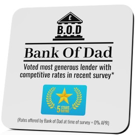 Fathers Day Funny Gift For Dad Father's Day Bank of Dad Money Joke Presents For Him Pun Gag Drinks Coaster Birthday Gifts For Him Step Dad Gifts