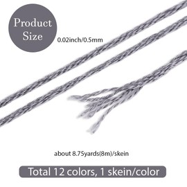 CABODYALS 12 Skeins 6 Strands Grey Gradient Friendship Bracelet String Variegated Embroidery Needlepoint Cross Stitch Floss Yarn Thread Bulk for Sewing Bracelets Making Knitting Stitching Crafts DIY