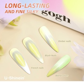 U-Shinein Cushion Gradient Painting Gel, Ombre Nails Aura Nails Full Coverage Precise Control of Each Dip Matte Effect Non-Wip Long Lasting French Manicure Soak Off UV LED DIY Nail Art,Yellow
