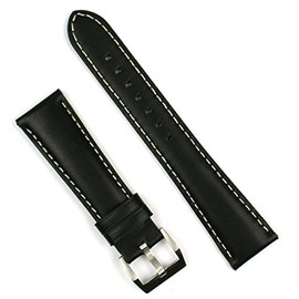 Black Calf Leather White-Stitch Watchband for Bell & Ross Original Vintage BR123 BR126 Tang Large