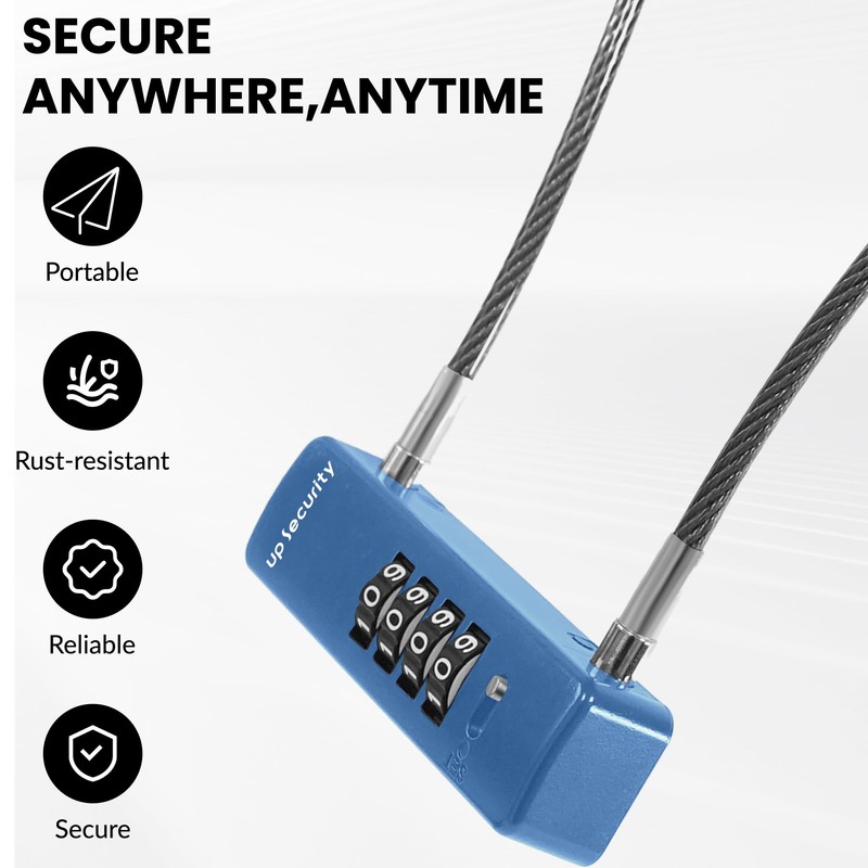 UP Security Cable Scooter Lock with Combination, Combo Padlocks for