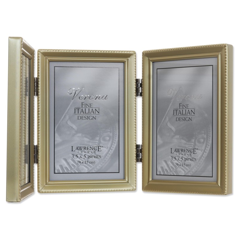 Lawrence Frames Bead Border Design, 3.5x5 Triple, Satin Gold