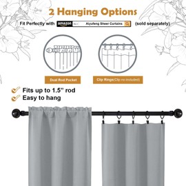 Aiyufeng - cortina oscurecedora corta de 36 pulgadas, 2 paneles de cortina de privacidad con bolsillo para barra de ventana, para cocina, cortinas opacas para cortinas de baño, 40 x 36 pulgadas, color