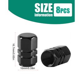 HSIXHAF 8 Stück Aluminium Reifenventilkappen Metall Auto Staubkappen für Autokappen mit Dichtung Autoreifen Universal Reifenventilkappen für Motorrad, LKW, Fahrrad, Elektroroller - schwarz, grau