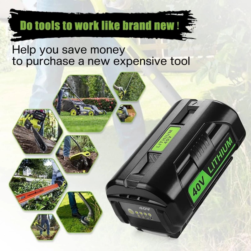 for Ryobi 2 Pack 8.0Ah for Ryobi 40V OP4050 OP4060