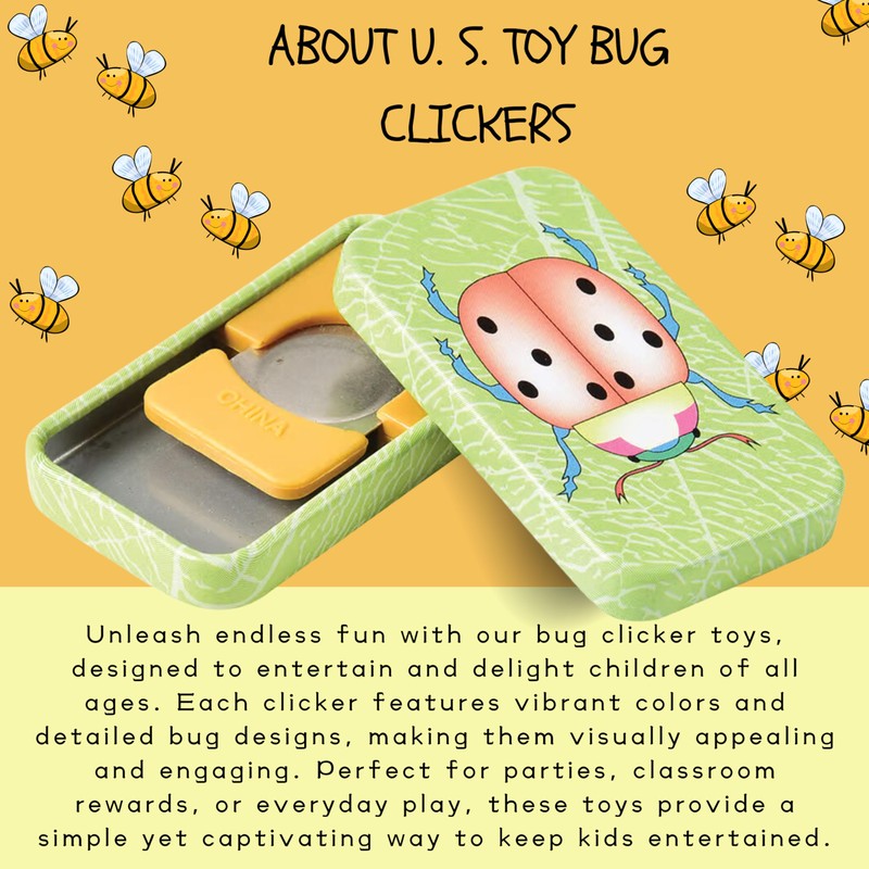 U. S. Toy Bug Clickers, Sturdy Metal/Plastic Noise Makers, Assorted