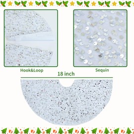 Christmas Tree Skirt, 18 inch Sparkly with Faux Fur Plush Mini Christmas Tree Skirt, Christmas Tree Base Mat Thin Velvet Rugs for Xmas Party Home Decorations (Silvery)