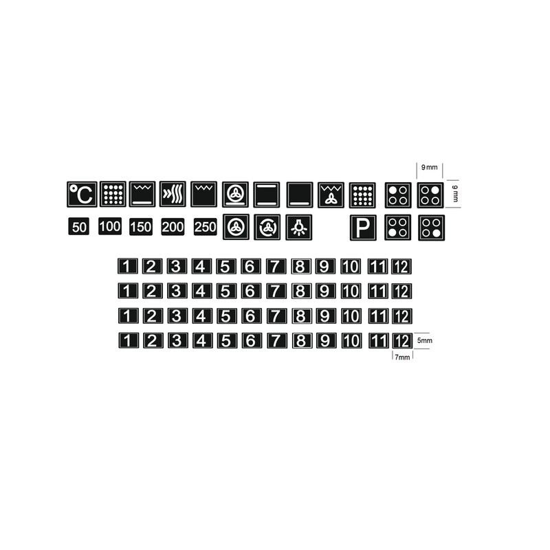 Cooker Symbol Sticker Set for Cooker Labelling (RPt32) (9 mm