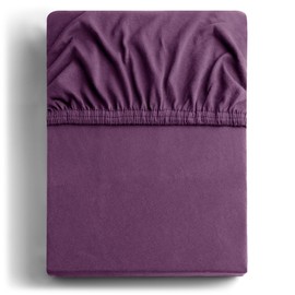 DecoKing Fitted Sheet Double Cotton Jersey Boxspring, Amber Collection, 120x200-140x200 cm Plum Violet Purple