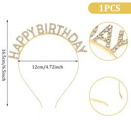 Grevosea Birthday Girl Headband, Birthday Crown Birthday Headband Happy Birthday Headband for Women Girls, Rhinestone Happy Birthday Accessories Crown Birthday Tiara Happy Birthday Decorations Gifts