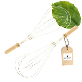2 x Hofmeister® whisks, 100% plastic-free cooking and baking, natural product, 29 cm, simple and light cream stiff, whisk ingredients foamy and mix
