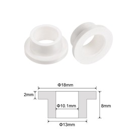 QUARKZMAN Piece Flanged Plain Bearing Plastic Bushings 10.1mm Bore x 13mm OD x 8mm Length Nylon Bushings White