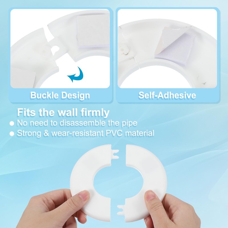 PATIKIL Wall Split Flange 2.52"/64mm, 3Pcs ABS Round Self-Adhesive Escutcheon