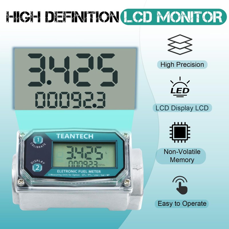 1Pack 1 in Digital Turbine Fuel Flow Meter with 3/4
