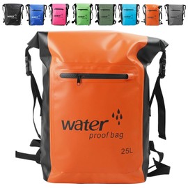 MORAINJAY 25L Waterproof Backpack, Dry Bag, Roll Top Backpack with Adjustable Carry Strap, Zip Bag, Waterproof Bag for Swimming, Water Sports, Bike, Trekking, Fishing, orange, 25 L