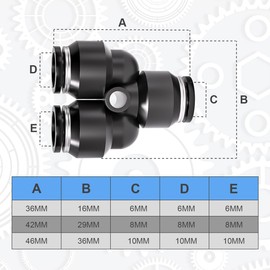 Innfeeltech 20 Pcs 8mm Black Splitter Push to Connect Pneumatic Fitting Quick Release Pneumatic Connectors
