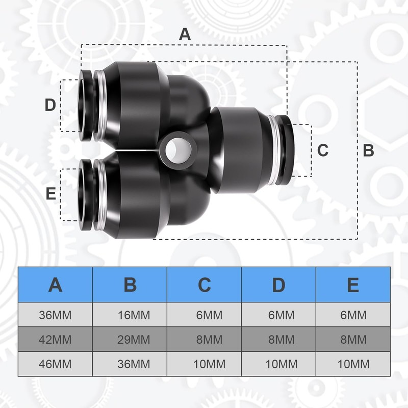 Innfeeltech 20 Pcs 8mm Black Splitter Push to Connect Pneumatic