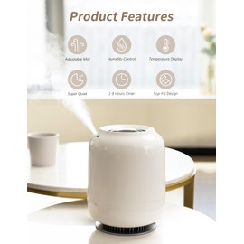 SmartDevil 1.2L Cool Mist Humidifier, Top Fill Ultrasonic Smart Air Humidifier with Essential Oils, Timing, Auto Shut Off for Home Babies Plants