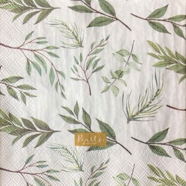 Pearls of Parchment Neutral Greens Paper Napkins with Scripture, 20-count Cocktail Size, 3-ply, Grow in Grace Bible Verse Design