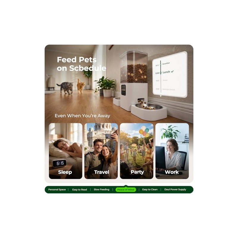 Frienhund Timed Automatic Cat Feeder 2 Cats with Slow Feed: