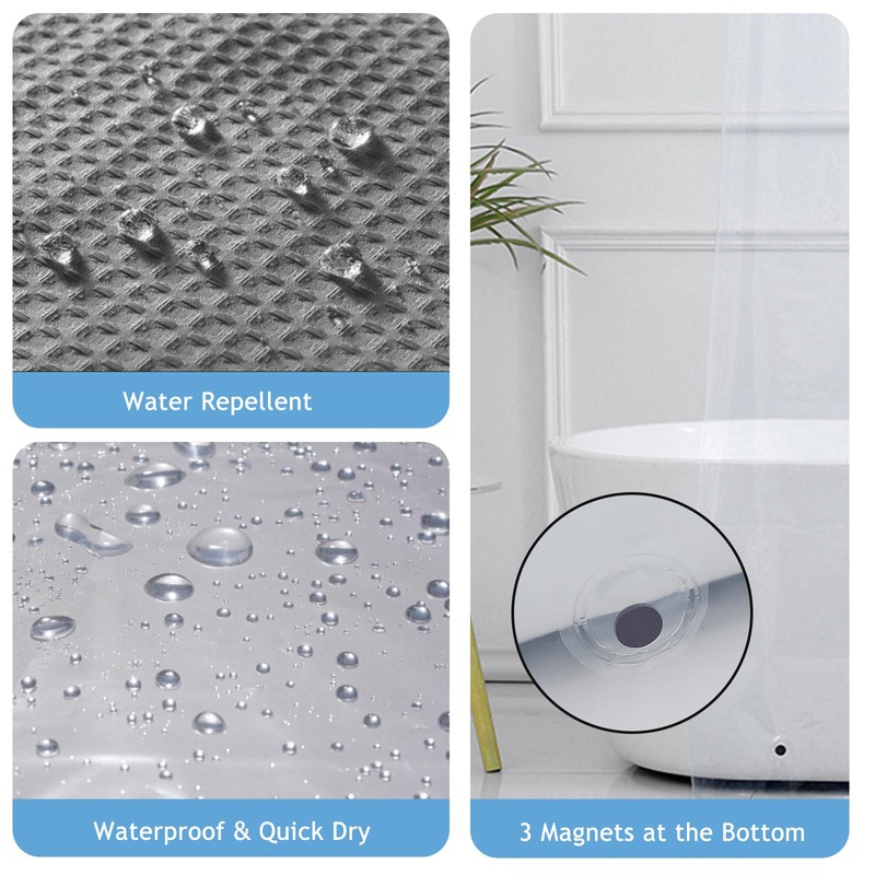 3-in-1 Shower Curtain Set, 72" x 72" Waffle Texture Shower