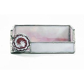 Stained Glass Pink and White Business Card Holder