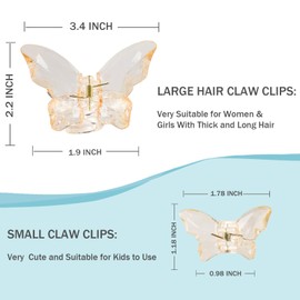 12 Pcs Colorful Clear Butterfly Hair Clips RENUIS Acrylic Hair Claw Clips for Thick,Thin and Medium Hair Stylish and Non-Slip Big Butterfly Jaw Clips Purple Hair Accessories for Girls and Women
