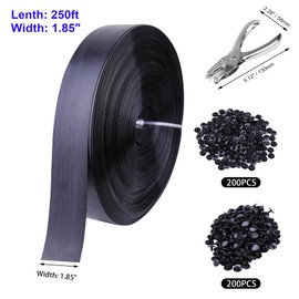 Zadery Chain Link Fence Tape,250ft×1.85in, Fence Privacy Strip, One Hole Punch&200 Fasteners, Suitable for Terraces, Patio, Gates, Swimming Pool, Black