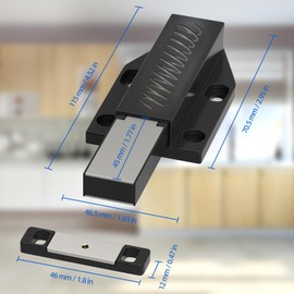 Jiayi Push Open Latches, 6 Pack Cabinet Magnetic Push Latch Black Push Open Door Catches, Touch Release Open Kitchen Drawer Closer Push Opener for RV Door Damper, Large Push to Open Wardrobe Closure