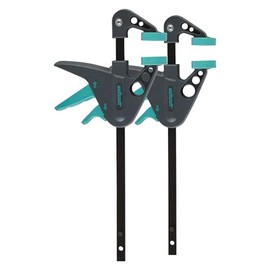 Wolfcraft 3455100 Mini One-Handed Clamps 40-110 mm, Set of 2 for Precise Fixing of Small Pieces - Can Be Used with Just One Hand