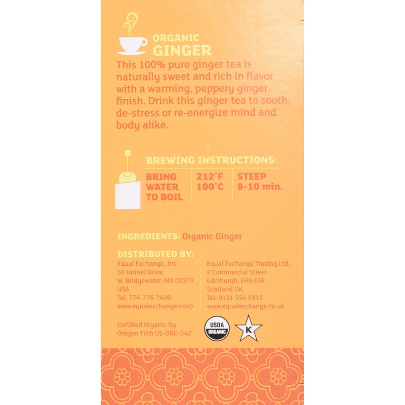 Equal Exchange Organic Caffeine Free Ginger Tea, 20-Count
