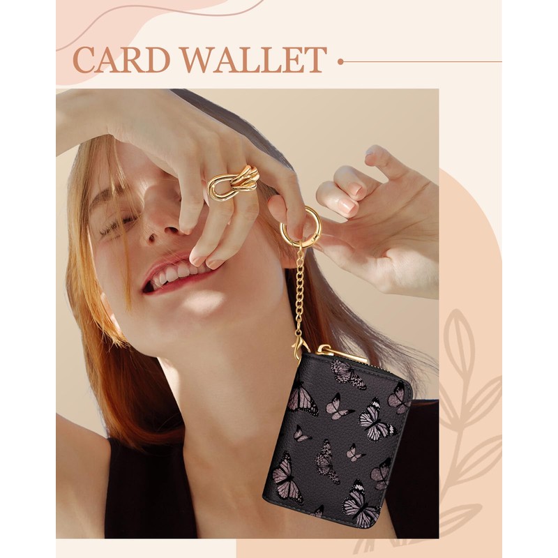 Bistup Organ Wallet 14 Card Holder, 3-Black Butterfly, Modern
