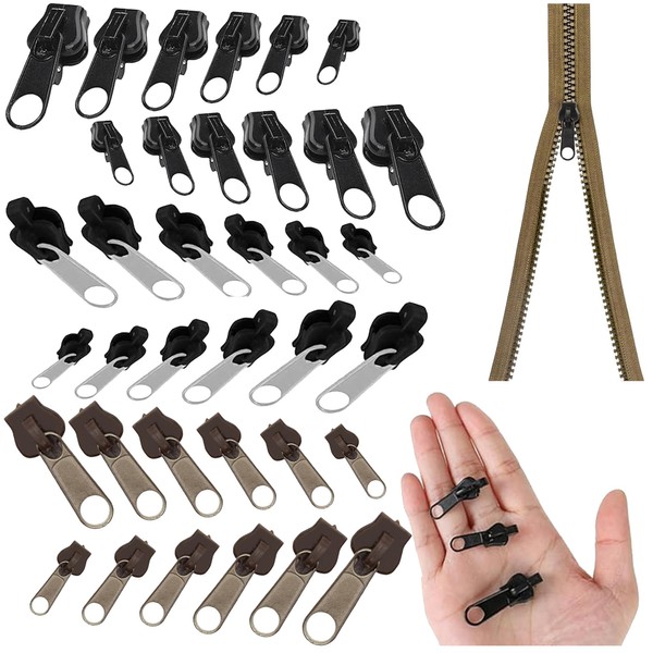 36 Pieces Replacement Zipper Slider, 3 Größen Zipper Repair Kit,