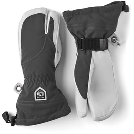 Hestra Heli Ski Womens Glove - Classic 3-Finger Leather Snow Glove for Skiing, Snowboarding and Mountaineering (Women’s Fit) - Grey/Offwhite - 6