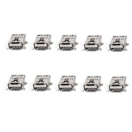 GDQLCNXB 10 Pack Mini USB Type B Female Port 5-Pin 180 Degree SMD SMT PCB Jack Socket