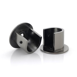 GIRASOLE HOME® Short Curtain Pole Bracket, 2 Pack Heavy Duty Zinc Alloy Wall Bracket for Curtain Pole Diameter 18-20mm (Rosette 26mm, Nickel Black)