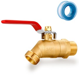 YELUN Brass outdoor-faucets Full Flow Male Hose Bibb 3/4" Male NPT inlet Connection with 3/4" GHT hose outlet Heavy-Brass Faucet for gardens and patios (Long Handle)