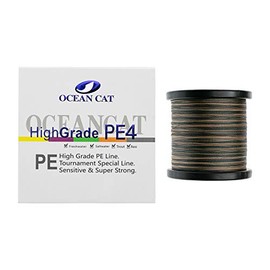 OCEAN CAT 4 Strands Braided Fishing Line Zero Stretch Smooth Smaller Diameter Abrasion Resistant Super Strong High Performance PE Fishing Line Super line (Green Camo, 1.0#-15LB(6.8KG)-0.16mm-1000Yds)