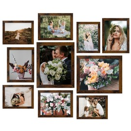 LUCKYLIFE Picture Frame Set 10-Pack, Gallery Wall Frame Collage with 8x10 5x7 4x6 Frames in Yellow Brown Finishes