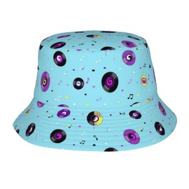 Music CD Funny Bucket Hat for Men Women Fashion Unisex Fishing Hat Fisherman Sun Caps Headwear for Outdoor Summer Travel Hiking Beach