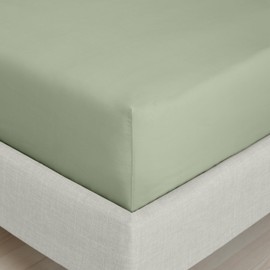 Bianca 200 Thread Count Cotton Percale Extra Deep Double Fitted Sheet Sage Green