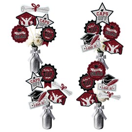 Graduation Party Centerpieces Maroon Black 2025,Table Decor,12 pcs, 6 Styles, Burgundy Silver Black Graduation Decorations Class of 2025/Table Congrats Class of 2025 Centerpieces Maroon