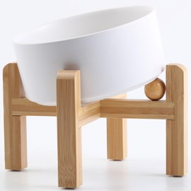 Petygooing White Elevated/Raised 15° Slanted Ceramic Dog Bowl for Large and Medium Breeds, Pet Anti Slip Feeding Bowl,Food Water Dish with Stand for Large and Medium Dogs (60 OZ / 7.6 Cup)