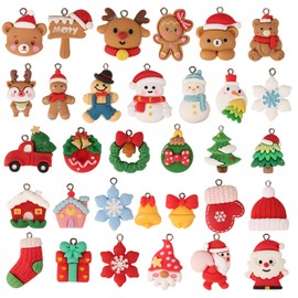 COLOFALLA 32 Pieces Mini Christmas Pendants Christmas Figures Small Pendant Christmas Tree Pendant for Crafts Christmas Tree Decoration Christmas Ornament Small Christmas Decoration for DIY